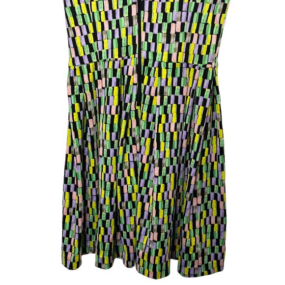 Calvin Klein Deep Front & Back V Neckline Fit & Flare Dress Multi-Color Size 12 - Picture 2 of 8